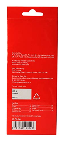 Image of Faber-Castell Geometry Box for Students | Compass Box with Scale, Protractor, Divider, Sharpner, Eraser, Set Scales | School Essentials for Kids & Teens