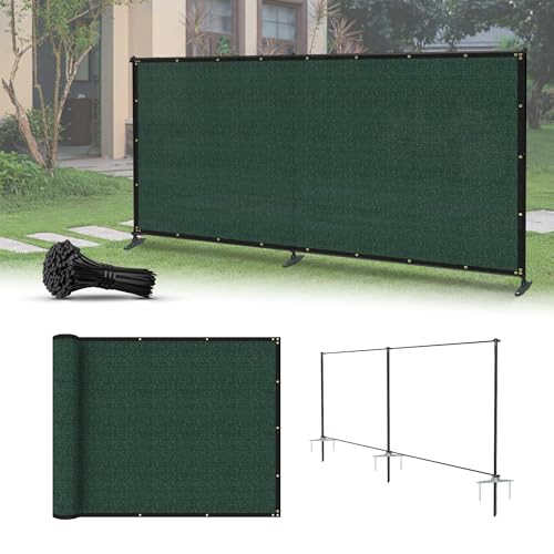 INFRANGE 5'x12' Privacy Fence Kit Freestanding Mesh Screen with Iron Poles Temporary Fencing Outdoor Patio Backyard Divider Dog Air Conditioner Trash Fence Green Custom by INFRANGE - Used condition - US$73.47