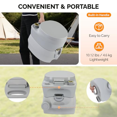 Image of VINGLI Portable Toilet for Camping, Portable RV Toilet with 5.3 Gallon Detachable Sewage Tank, Indoor Outdoor Leak-Proof Toilet for Adults, Suitable for Hiking, Camping, Traveling and Boating