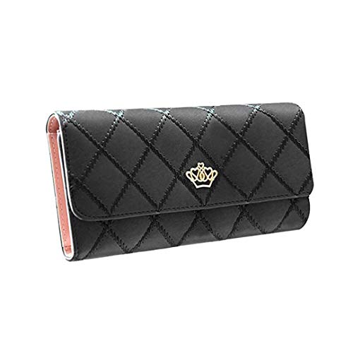 Damen Krone Geldbörse Süß PU Leder Elegant Portemonnaie (Schwarz) Cover