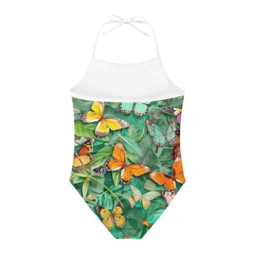 Image of Cute Backless One Piece Swimsuits for Girls Adjustable Halter Strap Bathing Suit Beach Swimwear for Girls