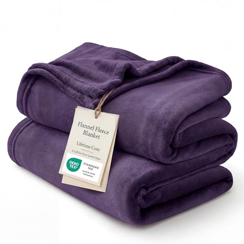Image of Bedsure GentleSoft Fleece Bed Blankets Large Size Purple - Soft Lightweight Fuzzy Cozy Luxury Oversized King Blanket Microfiber, Room Home Decor Gifts for Women and Men, 120x120 inches