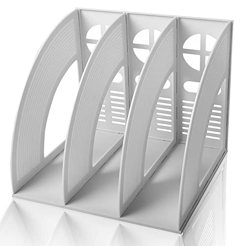 Lemical No Width Limitation Sturdy Magazine File Holder Organizer 3 Compartments Easy to Take Out Desktop File Folder Frames Dividers Document Storage Box File Rack File Sorter Office Supplies