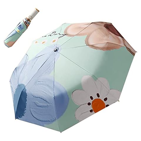 erised's bifrost Umbrella Pocket Umbrella Diameter 100 cm with Open to Automatic Ergonomic Handle Design, Gold Coating Against Moisture Damage, UV Protection, for Men/Women/Girls, flowers, Means Cover