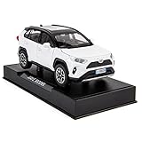 WAKAKAC Model Car 1/32 RAV4 Alloy Diecast Collectible Toy Car with Light and Sound Toy Vehicle Door Can Be Opened for Boys Kids Toddler Gift (White)