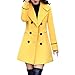 Produktbild Voicry Wollmantel Damen Winter Frauen Wolle Zweireiher Mantel Elegante Langarm Arbeit Büro Mode Jacke (V2_Gelb,EU:40/CN:XL)