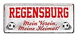 Regensburg Fan Blechschild - Retro Fußball Schild - Deko Fanartikel für Wohnzimmer Kinderzimmer Werkstatt - schöne Geschenkidee für große & kleine Regensburger Fussball Fans - 28x12cm