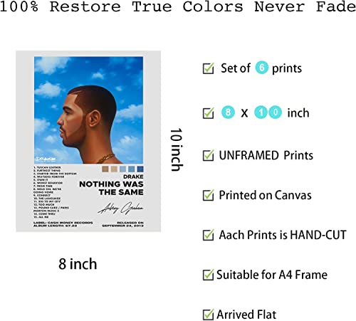 Withnotag Drake Signed Limited Posters Music Album Cover Posters Print Set Of 6 Room Aesthetic Canvas Wall Art For Girl And Boy Teens Dorm Decor 8X10 Inch Unframed #TOP1