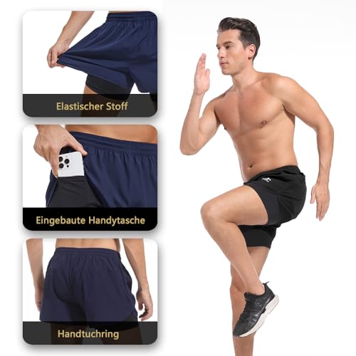 Short de course 2 en 1 homme short de gym athlétisme entraînement extérieur - 3