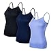 Ruxia Women's Basic Cami Tanks with Adjustable Spaghetti Strap Assorted Colors Pack of 3