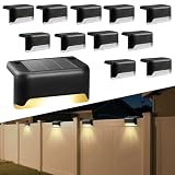 Dhqkqg Luces Solares Exteriores para Jardín, 12 Piezas Luz de Escalera para Exterior, Luces Solares para Valla, Iluminación LED para Escaleras Exteriores, Camino, Patio, Pared, B
