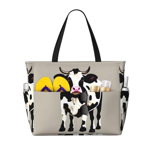 Sac à bandoulière imperméable fini les affaires mouillées grâce au motif vache noir