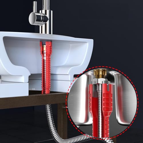Image of Multifunctional Kitchen Faucet Sink Basin Wrench, Kitchen Drain Tub Removal nut Plumbing Plumber, 8 in 1 and 14 in 1 Four-jaw Hex Wrench, for Tight Spaces Installation and Repairs Tools