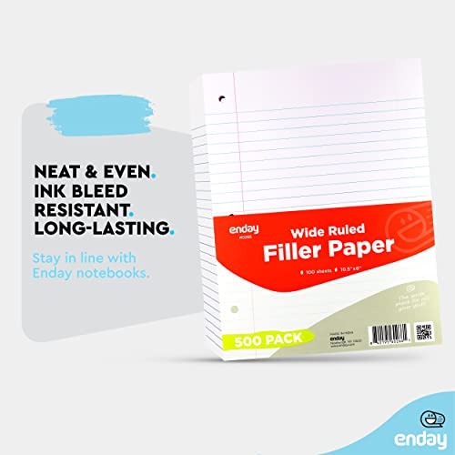 Emraw Wide Ruled Filler Paper, Perfect for Normal Everyday Notetaking 8\"x10.5\" x 0.32\" Inch, 2 Pack - 100 Sheets Per Pack (Total 200 Sheets)