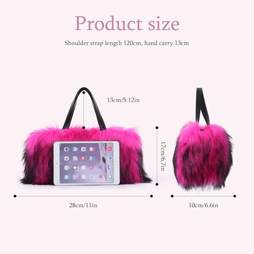 Oweisong Faux Fur Tote Handbag for Women Furry Shoulder Crossbody Bag Fluffy Plush Hobo Satchel Top Handle Bag2