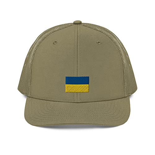 Gorra snapback de camionero verde kaki transpirable con rejilla y parche de Ucrania 2