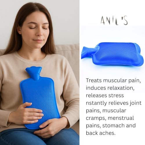 Image of ANTIL'S Hot Water Bag (2 Litre) - Non-Electric Rubber Heating Bag for Pain Relief, Period Cramps, Body Aches & Cold Therapy | Reusable Hot & Cold Water Bottle | Multicolor