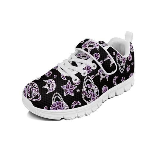 Kids Boys Girls Running Shoes Comfortable Lightweight Slip on Sneakers Athletic Tennis Shoes Planet Leopard Pattern