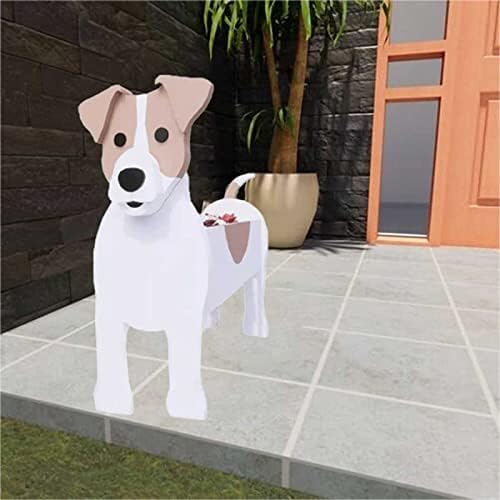 LCYZ Jack Russell Planter Pot, Bull Terrier Cartoon Dog Flower Pot, Dog Shape Wooden Flower Stand, For Outdoor Indoor Plants Storage Container, Flower Pot For Garden Decoration