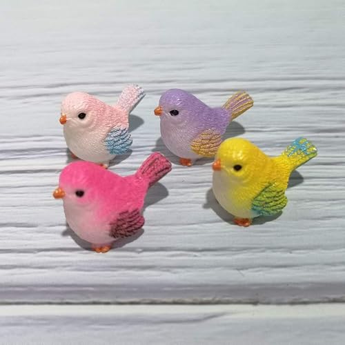 4 Pcs Mini Resin Birds, Miniature Bird Figurines, Fairy Garden Accessories and Supplies, Micro...