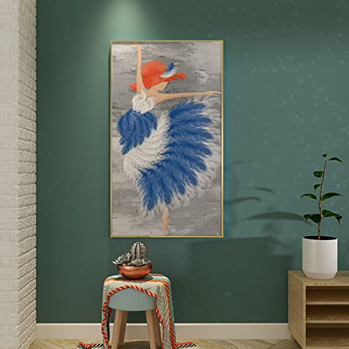 Art mural peinture à l'huile pour grand salon moderne déco verticale oiseau de nuit