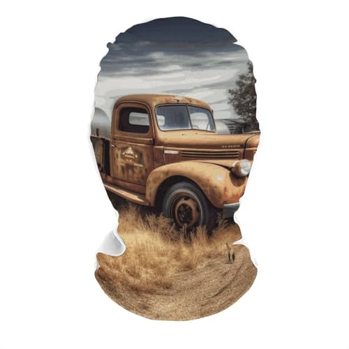 LKHDS Old Truck Car Full Face Mask - Breathable Stretchy Faceless Mask Lightweight Mesh Cosplay Hood Unisex Party Costume Funny Head Cloth for Cycling, Motorcycle, Skiing & Festivals