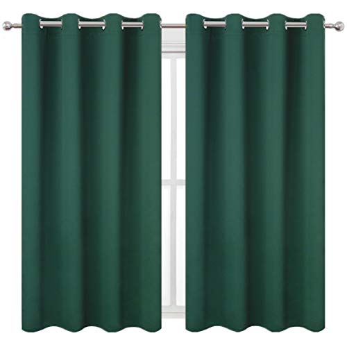 Image of LEMOMO Blackout Curtains 52 x 45 inch /Green Curtains Set of 2 Panels /Thermal Insulated Room Darkening Bedroom Curtains