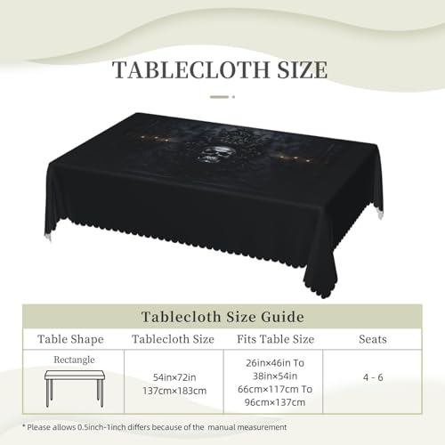 Nappe rectangulaire imprimé tête de mort en tissu lavable - 7