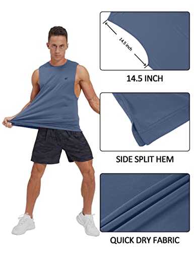 Ezrun Men's Tank Tops Swim Beach Sleeveless Shirt Quick Dry Gym Workout Stringer Muscle Tshirts Big And Tall Grey #TOP2