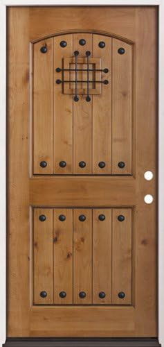 Rustic Knotty Alder Wood Entry Door #20, Left Hand (Left-Handing)