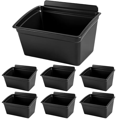 Acshio 6 Pack Slat Wall Bins, Plastic Multiple Slat Wall Accessories Containers Storage Bins, Stackable Hanging Slatwall Plastic Basket Tool Organizer for Workshops, Retail Store
