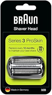 Braun Series 3 Electric Shaver Replacement Head, Easily Attach Your New Shaver Head, Compatible With All Series 3 ProSkin Electric Shavers, 32B, Black