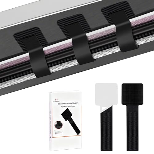 48Pcs Upgraded Under Desk Cable Management Ties - Self Adhesive Sticky Back Hook and Loop Straps, Cable Wire Organizers for Home Office