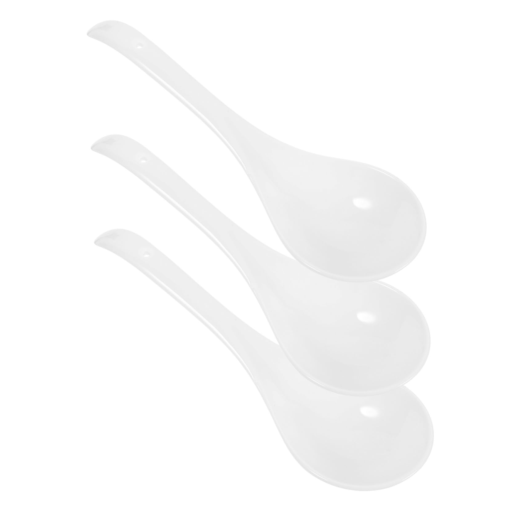 MUCKLILY 3pcs Ceramic Soup Spoons Stylish Ramen Spoons for Soups Heat Resistant Porcelain Elegant Design for Home Restaurant Use