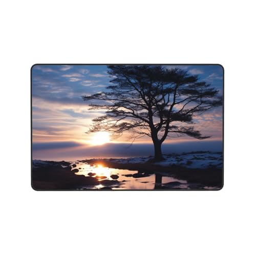 Tapis vintage salon silhouette branche crépuscule décor - 8