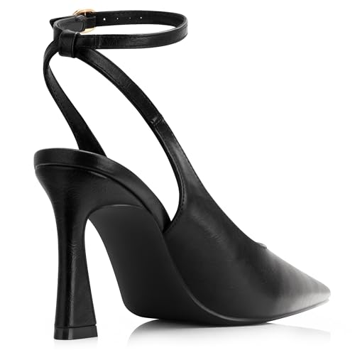 PARTY Womens Pointed Closed Toe Heels Stiletto Slingback High Heel for Women Dressy Pumps for Wedding and Office Work or Going Out,Black PU-7 by PARTY - Used condition - Image 3