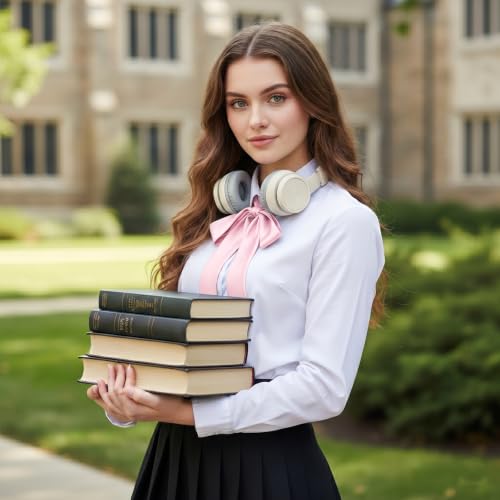 Image of Lusofie Tie for Women Self Tie Satin Ribbon Bow Tie Wide Folding Bowties Accessory for School Uniforms Cosplay Wedding Party