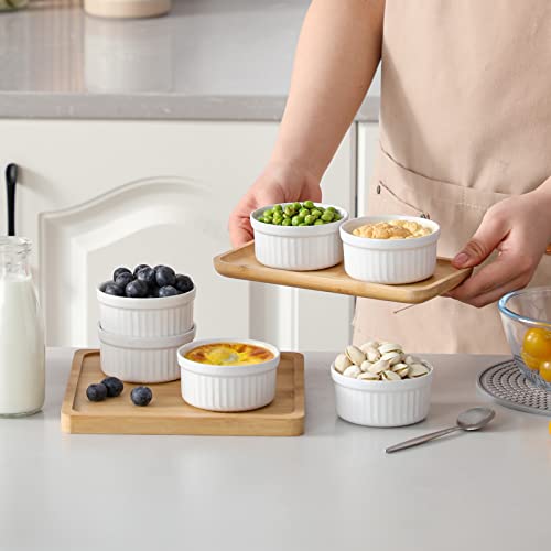 Vancasso FORTE 4 OZ Ramekins Set Of 6, Creme Brulee Ramekins Oven Safe, Classic Style Ramekins For Baking, Stoneware Souffle, Custard Cups, Small Ceramic Bowls- White thumb #4