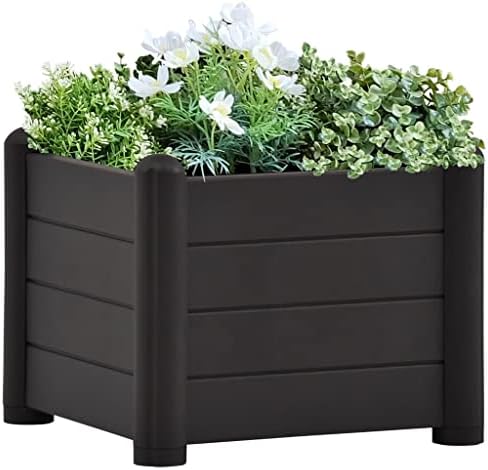 MOBCANT Garden Raised Bed, Horse Trough planters Garden beds Outdoor Gardening Box Standing Planter Suitable for Courtyard Corridor Orchard Nursery PP Anthracite 16.9"x16.9"x13.8"