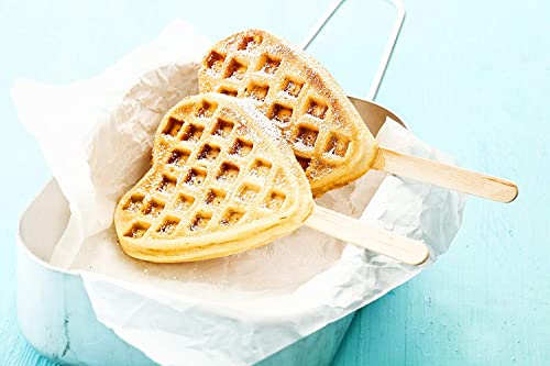 Bestron Waffeleisen für Herzwaffeln am Stiel, inkl. Holzstäbchen 1x 60 Stück, Farbe Gerät: Gelb – Bild 7