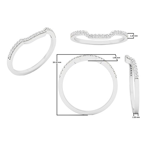 Dazzlingrock Collection 0.15 Cttw 10K Round Diamond Womens Stackable Wedding Contour Band Guard Ring, Solid White Gold4