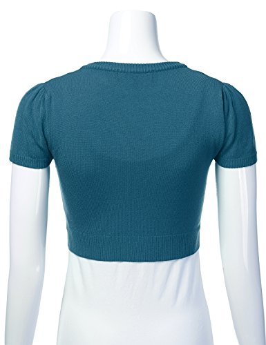 FLORIA Womens Button Down Short Sleeve Cropped Bolero Cardigan Sweater (S-4X)3