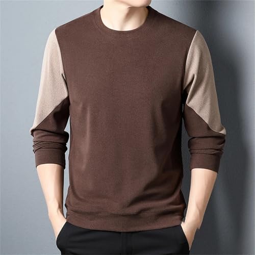 Men's Crew Neck Sweater Casual Long Sleeve Color Collision Slim Fit Knitted Pullover2