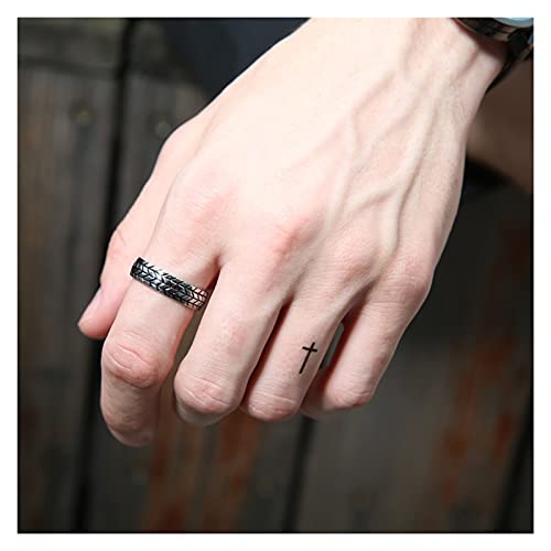 Ljzxx Ring 6Mm Grooved Tire Tread Style Rings For Men Jewelry Stainless Steel High Polish Wedding Band For Husband Boyfriend Gift (Ring Size : 7) #TOP5