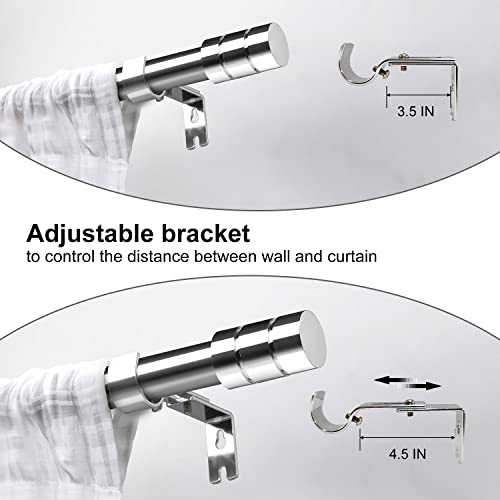 1" Silver Heavy Duty Curtain Rods For Windows 66 To 144-Extra Long Blackout Curtain Rod 72-144" With Brackets Adjustable, Modern Style Metal Drapery Rod For Bedroom, Kitchen, Balcony(2.5-12.7Ft)Silvery #TOP2