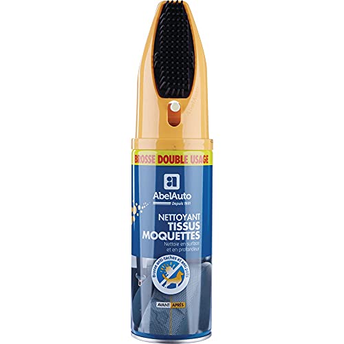 ABELAUTO Nettoyant Tissus et Moquettes avec Brosse Double Usage – Détachant Intérieur Voiture, Élimine Taches et Saletés – Entretien Habitacle Auto