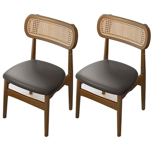 YDkjwjw 2 Stück Hölzerne Esszimmerstühle mit Rattan Zurück,...