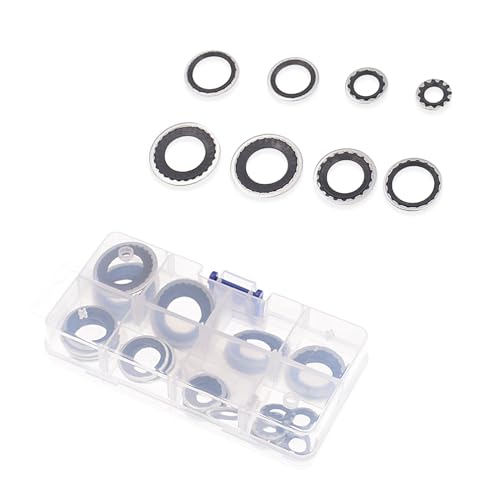 Yumfugu 30 PCS Air Conditioning Compressor Gasket, Multiple Specifications Leak-Proof Seal Ring Combination Set, High Temperature Resistant A/C System Port Washer, Universal for Most Cars (Black)