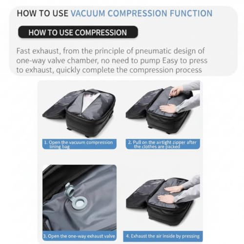 Image of KARRIER Vacuum Compression Backpack for Men & Women - 3-in-1 Travel Bag with Built-In Compression System, 17.3 inch Laptop Sleeve & Cabin-Friendly Design