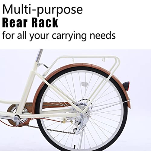 Twy12U 7 Speed Comfort Bike, 24 Inch 26 Inch Women Beach Cruiser Bike With Basket, City Commuting, Shopping Picnic Seaside (Beige,26 Inch) #TOP2
